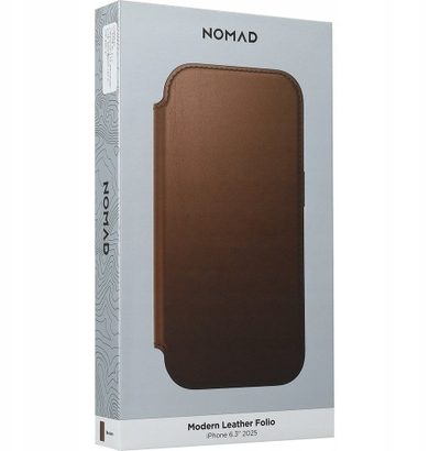Këllëf folio Nomad Modern Leather për iPhone 17, lëkurë, MagSafe, kafe