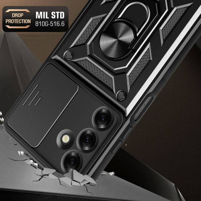 Заштитна маска Tech-Protect Camshield Pro за Samsung Galaxy M35 5G, прстен 360°, капак за камера, црна