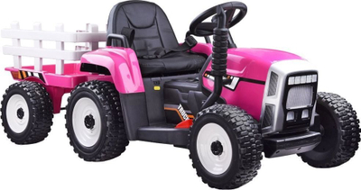 Traktor lodër elektrik me rimorkio, me telekomandë, me drita dhe zë, i kuq