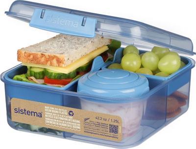 Kuti dreke Sistema Ocean Bound Plastic Bento Box Cube, 1.25L, pa BPA, teal ose blu