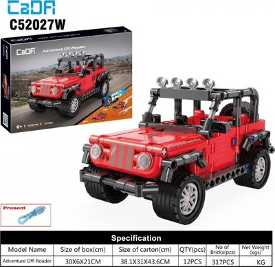 Set ndërtimi CaDA C52027W Adventure Off-Roader, 317 copa, mekanizëm me tërheqje mbrapa, i kuq
