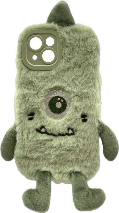 Mbulesë telefoni RealPower Flauschi 1 për iPhone 15, material fluffy, e gjelbër