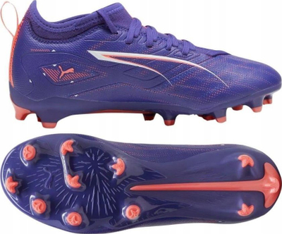 Këpucë futbolli Puma Ultra 5 Match FG AG Jr, për kalamaj, për fushë natyrale edhe artificiale, vjollcë