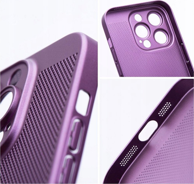 Mbulesë telefoni Breezy për iPhone 15 Pro Max, rrjetë ajrimi, vjollcë