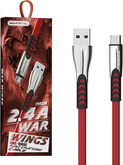 Kabllo karikimi Somostel SMS-BW02, USB në Micro USB, 1m, e kuqe