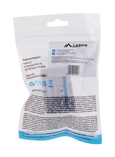 Prizë rrjeti Lanberg OU5-0001-W, RJ45, CAT.5e, e bardhë