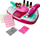 Set manikyri për kalamoj Girls Creator Nail Art Studio, me tharëse thonjsh, me shkëlqyes e stampë, rozë