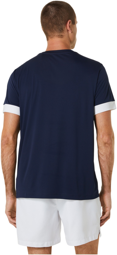 Bluzë sportive për meshkuj Asics Court SS Top 2041A255, material i ajrosshëm, blu e errët