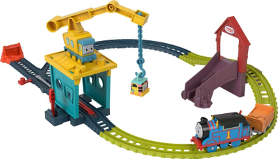 Set trenash Mattel Thomas &amp; Friends Crane Track Set, me lokomotivë me bateri, 18 pjesë, shumëngjyrësh
