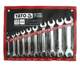 Set çelësa të hapur Yato YT-0380, 6-27 mm, 10 copë, ngjyrë argjend