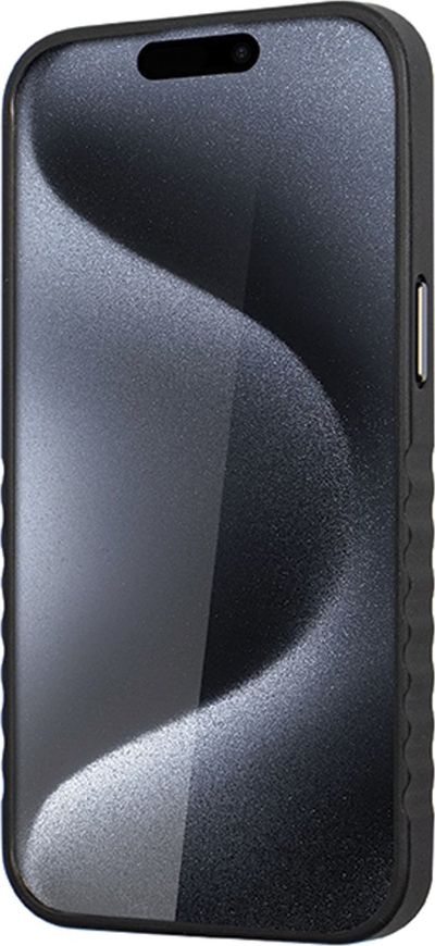 Kapak telefoni Audi Genuine Leather, për iPhone 15 Pro 6.1, me MagSafe, i zi me t’kuqe