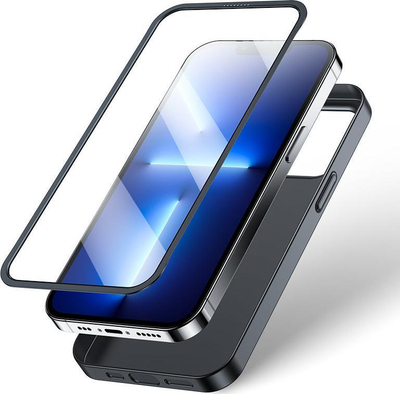 Këllëf 360 Joyroom JR-BP935 për iPhone 13 Pro, me xham të fortë, i zi