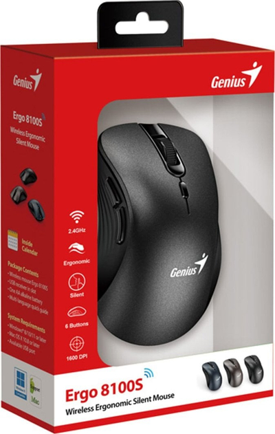 Maus pa kabllo Genius Ergo 8100S, 1600DPI, i zi