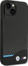 Futrollë telefoni BMW Leather Carbon për iPhone 14 Plus 6.7", lëkurë, karbon, e zezë