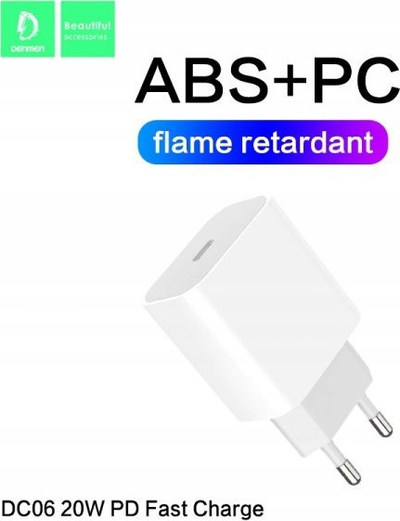 Karikues muri Vega Denmen TA800, 25W PD, USB‑C me kabllo USB‑C në Lightning 2m, i bardhë