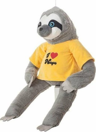 Lodër pelushi Pedri Sloth, 100 cm, me bluzë të verdhë