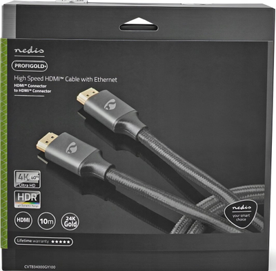 Kabllo HDMI Nedis Profigold, 10 m, 4K 60Hz, gri metalik