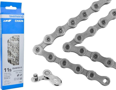 Zinxhir biçiklete Shimano CN-HG701 Ultegra XT, 11-marsha, me quick link, argjendtë