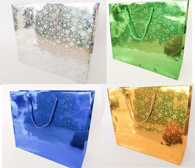 Qese dhurate Fresh Holographic, dekor, 32x26x12 cm, shumëngjyrëshe