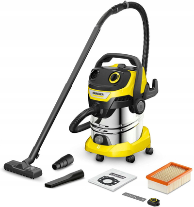 Fshesë industriale Karcher WD 5 Control S 25/5/22, depozitë inoksi, thithje e lagësht dhe e thatë, verdhë e zezë
