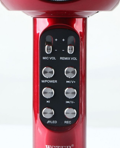 Mikrofon karaoke Goodbuy LED 360, 5W, Bluetooth, i kuq