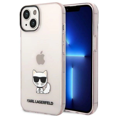 Kapak telefoni Karl Lagerfeld KLHCP14MCTTRI, iPhone 14 Plus, hardcase TPU, rozë transparente