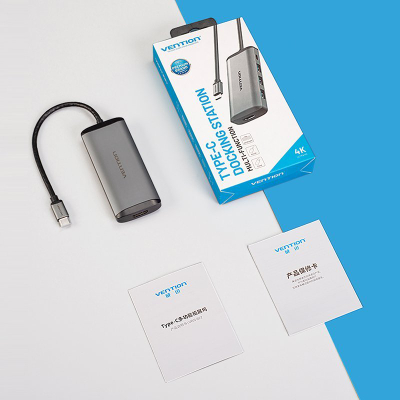 Hub USB-C Vention CNBHB, 1x HDMI, 3x USB 3.0, PD, gri metal