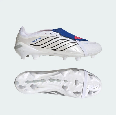 Këpucë futbolli Adidas Predator League FG, me gjuhë palosëse, për meshkuj, të bardha