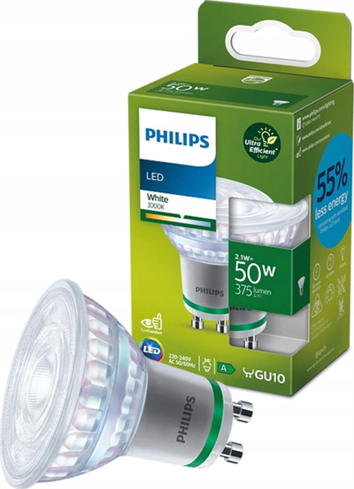 Llambë reflektor LED Philips GU10, 2.1W 375lm, 3000K, dritë e bardhë e ngrohtë