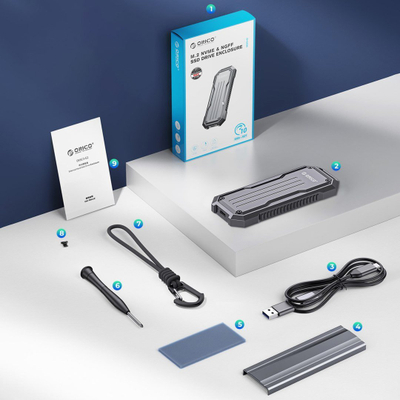 Надворешно куќиште Orico OXS2C3 G2, M.2 NVMe SATA, USB C 3.2, сиво