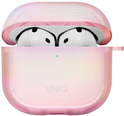 Куќиште за слушалки Uniq Iridescia за AirPods 4, со приврзок, Pink Prism