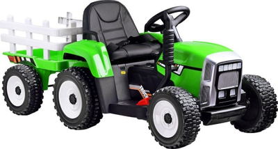Traktor elektrik lodër PA0242 me rimorkio, 12V, me telekomandë, jeshil