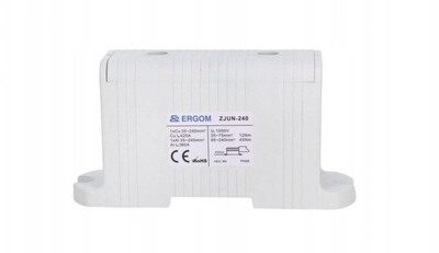 Lidhës shine njëpolësh Ergom ZJUN-240, 240mm², për shinë DIN 35mm, gri