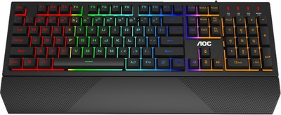 Tastierë gaming AOC GK200, mekanike feeling, me kabllo USB, me ndriçim RGB, e zezë