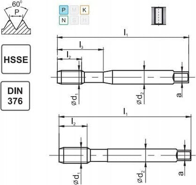Gojzë filetuese Fanar TAP UNC 3/4-10 DIN-376B HSSE, për vrima të verbra, metal