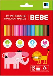 Markera trekëndorë Interdruk Triangular Felt-tip Pens, 12 ngjyra