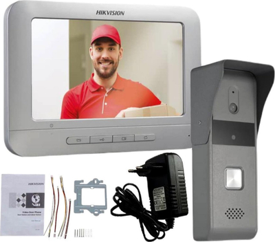 Video interfon Hikvision DS-KIS203T, ekran 7", kamerë Full HD, gri