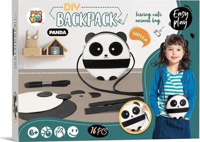 Set kreativ DIY Pro Kids Panda Backpack, 16 pjesë, mbi 6 vjeç, i bardhë e zi