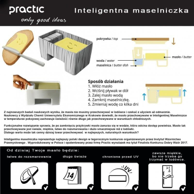 Enë gjalpi Practic Intelligent Butter Dish, me ujë, plastike, e zezë