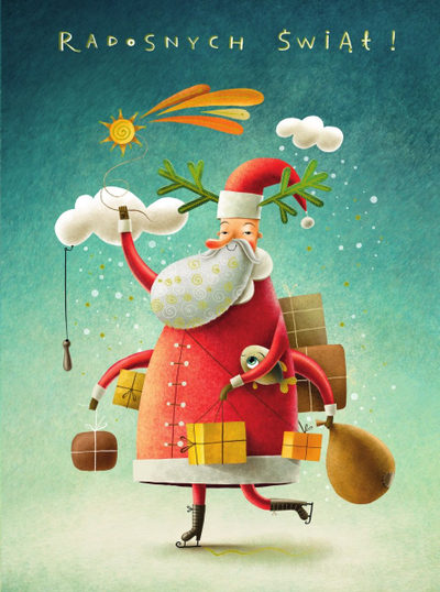 Kartolinë urimi Henry Card B6 Santa Claus, format B6, me hapje vertikale, shumëngjyrëshe