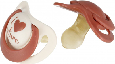 Biberon NUK For Nature, latex, 0–6 mujsh, set 2 copë, i kuq e bardhë