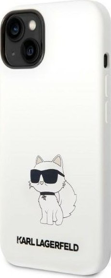 Mbështjellës telefoni Karl Lagerfeld KLHMP14MSNCHBCH për iPhone 14 Plus, silikon, MagSafe, i bardhë