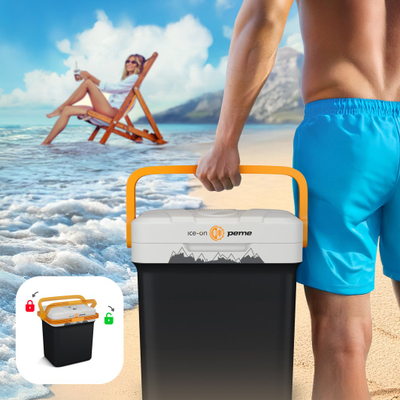 Frigorifer portativ Peme Essential 27 Adventure, 27L, 12V AC DC, i zi me portokalli