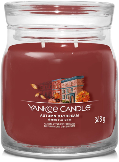Qiri aromatik Yankee Candle Autumn Daydream, 368g, kavanoz xhami, i kuq