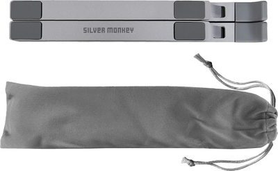 Qëndrim laptopi Silver Monkey Blanc, ergonomik, i palosshëm, ngjyrë argjendi