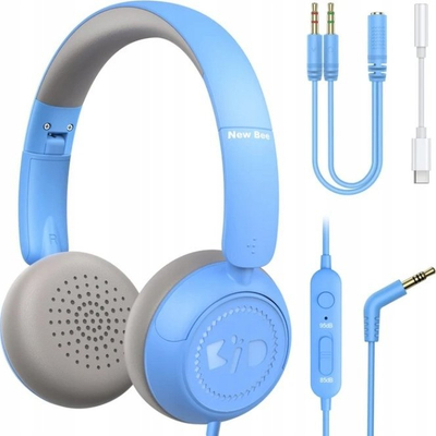 Kufje për kalamaj OTL Bluey, me kabllo 3.5 mm, kufizim volumi 85 dB, blu
