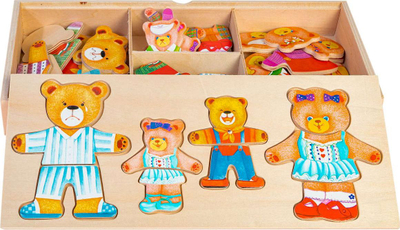 Puzzle druri Smily Play Four Bears, familje arushësh, lodër me mësim