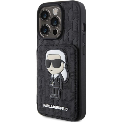 Kuti mbrojtëse Karl Lagerfeld KLHCP15LSAKKNSCK, iPhone 15 Pro 6.1", me xhepa kartash, e zezë