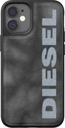 Футрола за телефон Diesel Moulded Case Bleached Denim, за iPhone 12 mini, силикон TPU, сива и бела