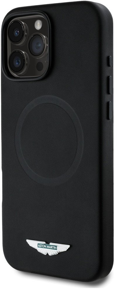 Këllëf telefoni Aston Martin HC FW Logo MagSafe për iPhone 16 Pro, silikon, i zi